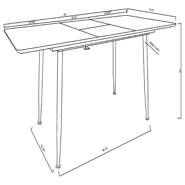 English Elm Grant Grey Extension Dining Table with Butterfly Leaf and Mid-century Tapered Legs B062P441464