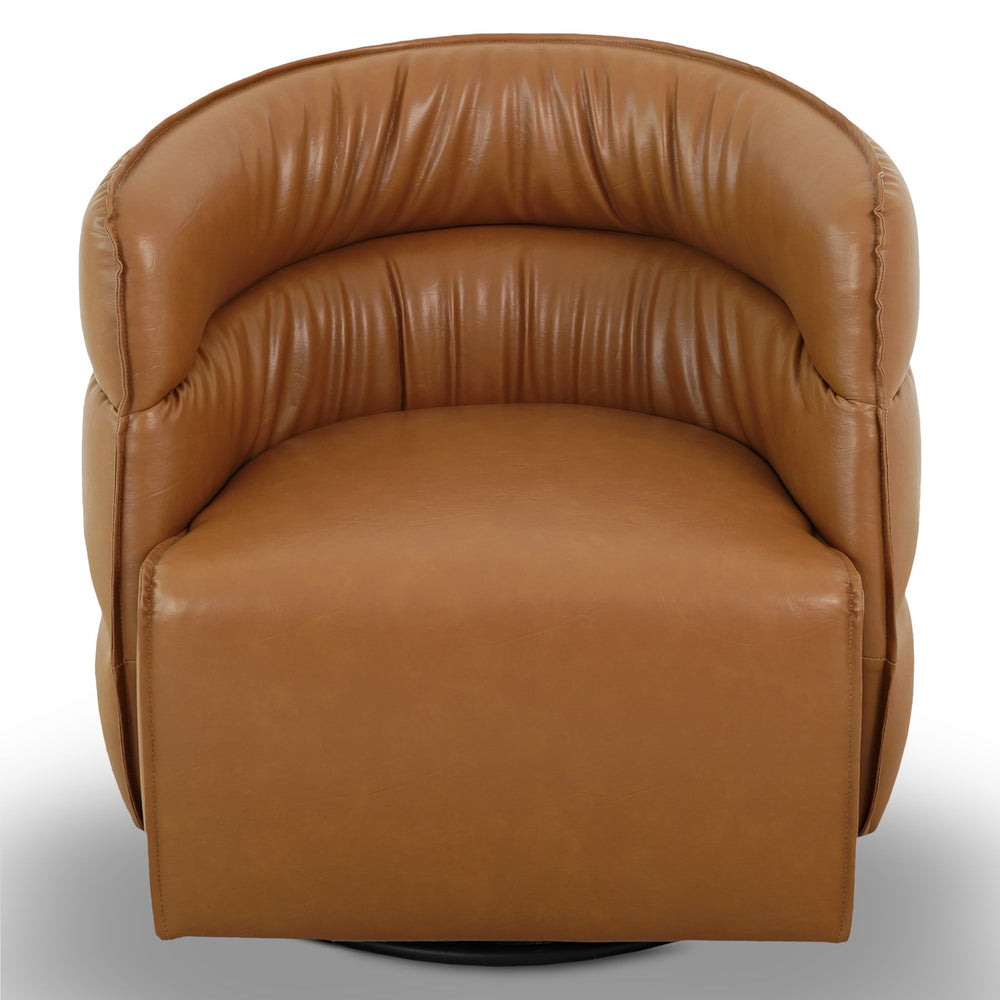 English Elm Ashcroft Furniture - Walden Mid-Century Swivel Chair Velvet Upholstery with Integrated Armrests, Fully Assembled Elegance Tan B183P281229