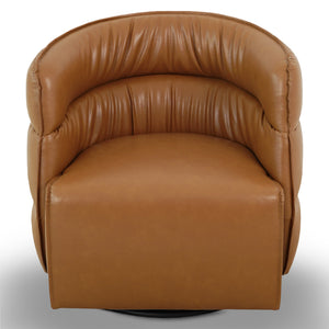 English Elm Ashcroft Furniture - Walden Mid-Century Swivel Chair Velvet Upholstery with Integrated Armrests, Fully Assembled Elegance Tan B183P281229