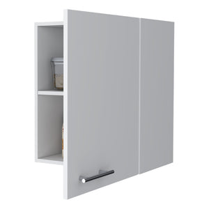 English Elm So- So- Hi Wall Cabinet Melamine One Door White - Compact 2-Shelf Wall-Mounted Kitchen Organizer B128P237140