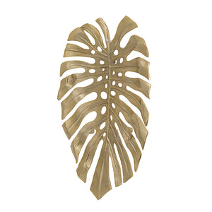 English Elm 18.9x13.4x1.4" Gold Monstera Leaf Wall Décor — Elegant Aluminum Leaf Accent for Wall or Tabletop Display, Modern Home Statement W2078P293122