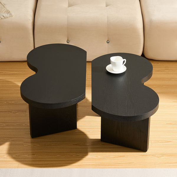English Elm Modern Butterfly Coffee Table MDF 31.5" — Elegant Split Design, Spacious Top, Versatile Living Room Accent Black W876P353938