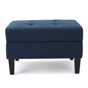 English Elm Christopher Knight Home® - STORAGE ottoman with tufted waffle stitch, birch wood legs, ample hidden storage and contemporary style Navy Blue 57608.00DBL