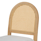 English Elm Trexm 4 Retro Upholstered Chairs With Rattan Backrests For Dining Room and Kitchen (Natural Wood Wash)