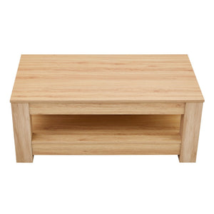 English Elm A Modern Two-tier Mdf Coffee Table with Open Shelf for Living Room Storage W3875P392270