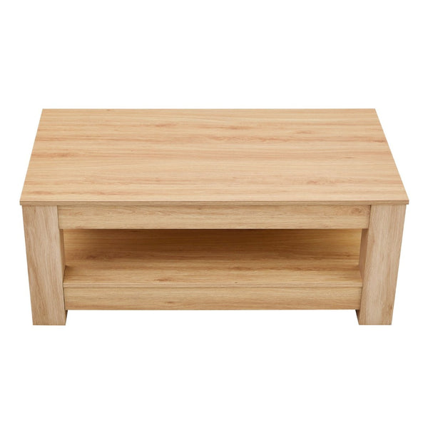 English Elm A Modern Two-tier Mdf Coffee Table with Open Shelf for Living Room Storage W3875P392270