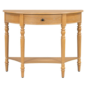 English Elm Trexm Farmhouse Half Moon Entryway Console with Drawer Open Shelf Pine Legs N715P383795D
