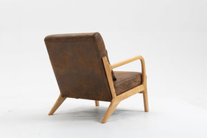 English Elm Mid Century Modern Accent Chair - Cozy Upholstered Armchair With Wood Frame For Living Room & Bedroom W2530P327094