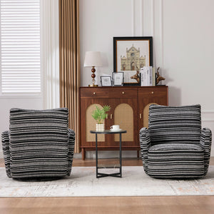 English Elm Modern Boucle 360° Swivel Leisure Chair with High‑Resilience Sponge, Supportive Curve, 550lb Capacity Black W395P355515