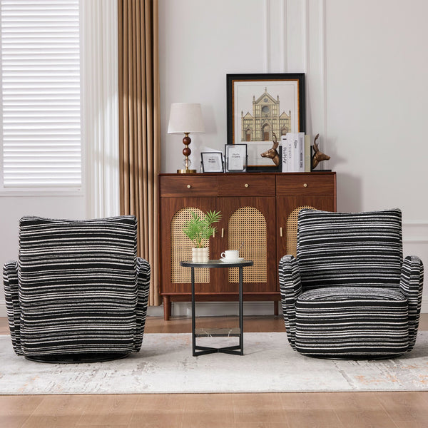 English Elm Modern Boucle 360° Swivel Leisure Chair with High‑Resilience Sponge, Supportive Curve, 550lb Capacity Black W395P355515