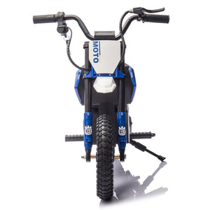 English Elm 24v Kids Electric Motocross Motorcycle 200w Hub Motor Suspension Led Bluetooth Audio Blue W1578P225048