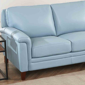 English Elm Westcott Leather Loveseat with Top-Grain Leather, Goose Down Comfort, Pocketed Coils, Durable Frame Blue B2705P211452