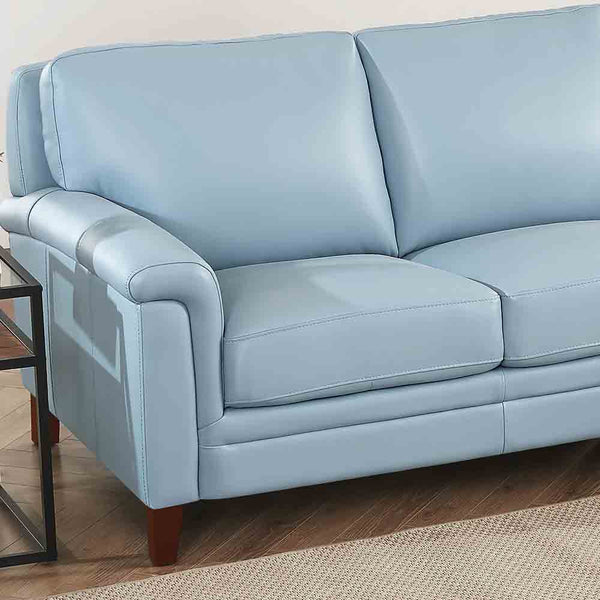 English Elm Westcott Leather Loveseat with Top-Grain Leather, Goose Down Comfort, Pocketed Coils, Durable Frame Blue B2705P211452
