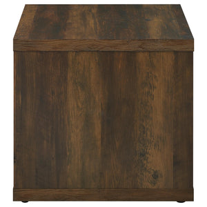 English Elm Flint Dark Pine Square End Table with Durable Melamine Finish, Modern Cubic Design for Living Spaces B062P299835