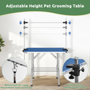 English Elm 36 Inch Folding Pet Grooming Table with Restraint Arm Waterproof Mdf Top Mesh Basket T3210P293741