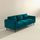 English Elm Ashcroft Furniture - Amber Mid Century Modern Teal Luxury Modern Velvet Sofa