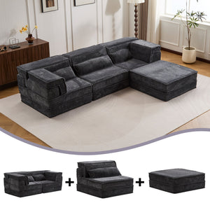 English Elm Compression Mahjong Sofa: Versatile Modular Floor Bed With Plush Fleece, No Assembly & Cozy Design W3723S00025
