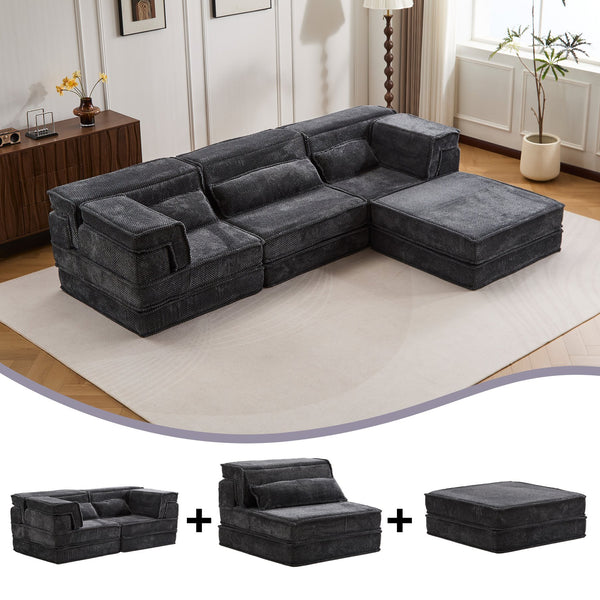 English Elm Compression Mahjong Sofa: Versatile Modular Floor Bed With Plush Fleece, No Assembly & Cozy Design W3723S00025