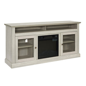 English Elm Contemporary Stone Gray Media Console with Electric Fireplace Insert for Living Rooms W2275S00042