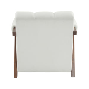 English Elm Christopher Knight Home® - Mid Century Modern Barrel Chair with Solid Wood Frame, Plush Tufted Velvet Ivory Seat, Cozy 28.5" Wide Lounge N765P197467W