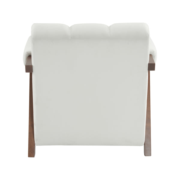English Elm Christopher Knight Home® - Mid Century Modern Barrel Chair with Solid Wood Frame, Plush Tufted Velvet Ivory Seat, Cozy 28.5" Wide Lounge N765P197467W