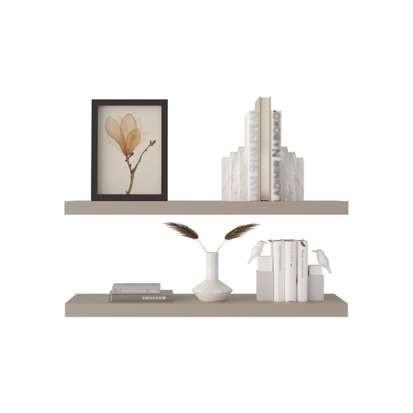 English Elm Ecco Floating Shelves Set of 2 with Hidden Brackets, Sleek Matte Finish for Books & Decor - Space-Saving Wall Storage taupe 32 L x 11 W x 4 H B200P235853