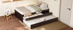 English Elm Twin Triple Metal Bunk Bed Matte Powder Coated Frame with Full Safety Guardrails Espresso W1580S00386