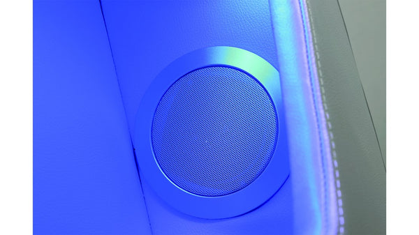 English Elm Fortuner 3PC Gray Faux Leather Living Room Set with LED, Massage, Power Recliners, Bluetooth Speakers B009S01498