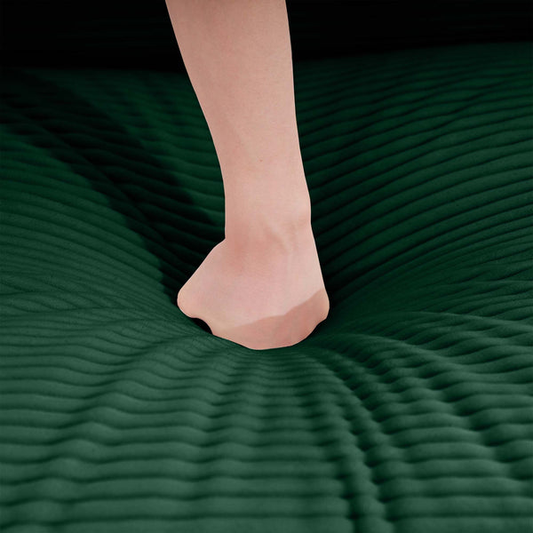 English Elm 3 Plush Corduroy Sectional Sofa with Deep Memory Foam Seats, Retro-Modern Design and Removable Arms for Ultimate Comfort Green W714S00807