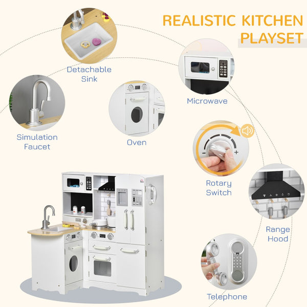 English Elm Qaba Corner Play Kitchen Set with Sound Effects Realistic Appliances Mdf Construction W2225P217656