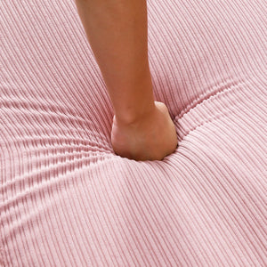 English Elm 65.74-inch convertible letter sofa bed with adjustable armrests, pull-out extension, cup holders, durable frame and plush sponge cushions Pink W3371P311783