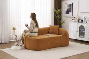 English Elm Ly-048 Sculpted Chenille Chaise Lounge Convertible Sleeper Sofa for Modern Living Spaces Orange W2231P401727