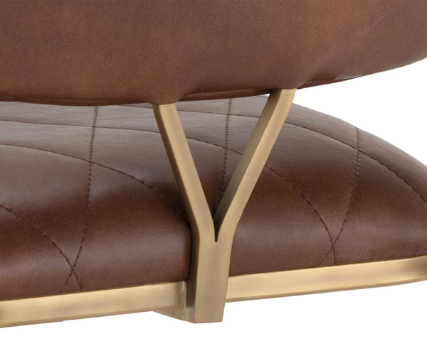 Sunpan VIRTU Swivel Dining Chair - Compact Bravo Cognac with Diamond-Tufted Upholstery & Rustic Frame 105105