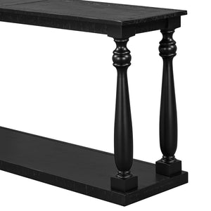 English Elm U_Style Vintage Wood Grain Console Table - Stylish Space-Saving Entryway Design With Lower Shelf N711P256976B-GIGA