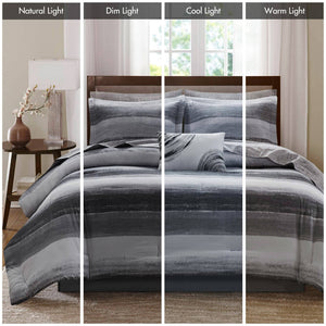 English Elm 9-piece Cal King Watercolor Stripe Comforter Set with Cotton Blend Sheets Included B035P408253