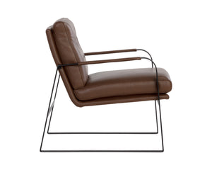 Sunpan Sterling Mid-Century Modern Lounge Chair - Luxurious Italian Leather & Industrial Design Comfort Missouri Mahogany Leather