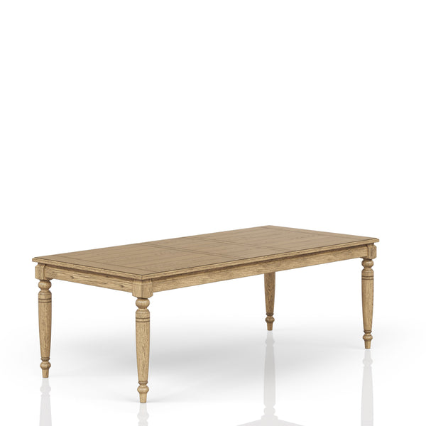 English Elm Table with Leaf Solid Wood Dining Table with 18" Extendable Leaf, Whitewashed Coastal Farmhouse Charm Caramel 73.75 L x 45.75 W x 7.5 H B2699P346374