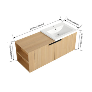 English Elm 48 Modern Bathroom Vanity Sink Combo with Soft-Close Doors, Engineered Wood, Spacious Storage, Easy Assembly Oak W1972S00013