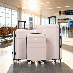 English Elm Hardshell 3 Piece Luggage Set Abs Spinner Suitcase with Tsa Lock Telescoping Handle Light Pink N732P308497U