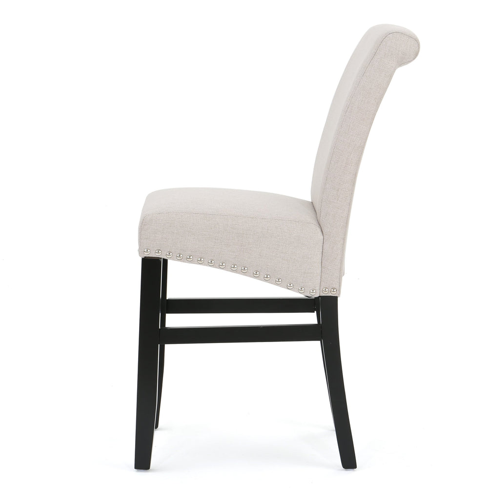 English Elm Christopher Knight Home® - 25" Contemporary Upholstered Counter Stools with Nailhead Trim, Wheat Fabric, Black Legs, Foam Comfort (Set of 2) N780P278314B