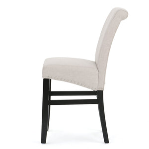 English Elm Christopher Knight Home® - 25" Contemporary Upholstered Counter Stools with Nailhead Trim, Wheat Fabric, Black Legs, Foam Comfort (Set of 2) N780P278314B