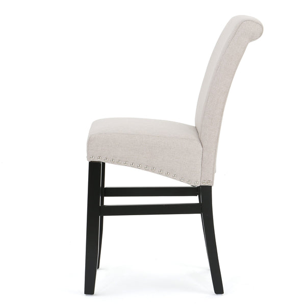 English Elm Christopher Knight Home® - 25" Contemporary Upholstered Counter Stools with Nailhead Trim, Wheat Fabric, Black Legs, Foam Comfort (Set of 2) N780P278314B