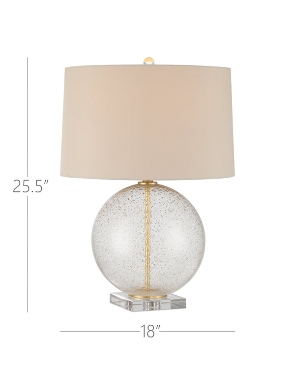 Currey & Company Zebulon Round Table Lamp - Stunning Orb-shaped Design With Gold Flecks & Crystal Base For Elegance Clear Glass ,Optic Crystal ,Meta 6000-1007-currey-company
