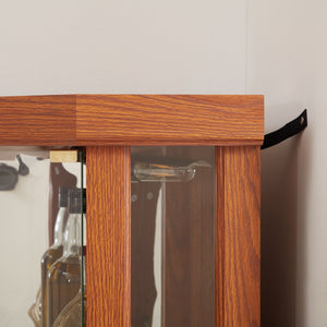 English Elm Lighted Corner Curio Cabinet - Stylish Dark Oak Display Case With Adjustable Shelves & Built-In Lighting W1758P300103