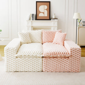 English Elm Luxury Color-Block Turtle Velvet Sofa - Modular Comfort For Stylish Living Rooms & Cozy Gatherings W3371S00047