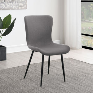 English Elm Grant Warm Grey Upholstered Dining Side Chair Set of 2 — Soft Contour Back, Slim Legs, Cozy Modern Style B062P378401