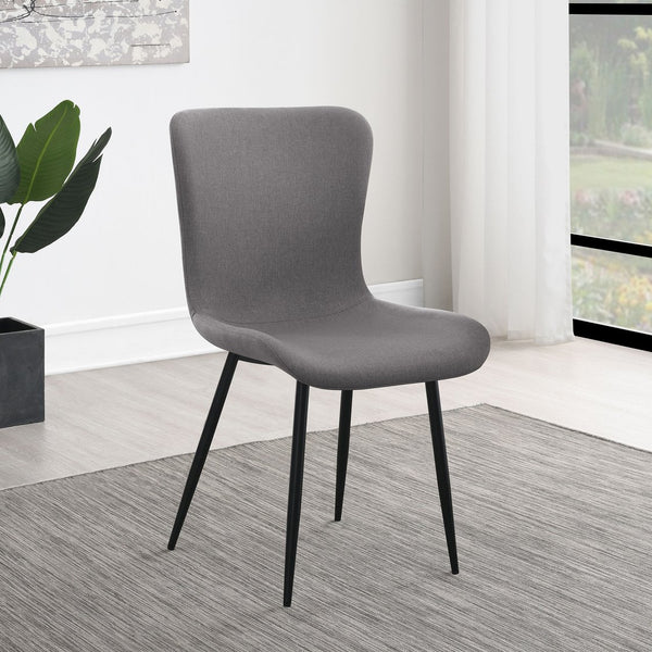 English Elm Grant Warm Grey Upholstered Dining Side Chair Set of 2 — Soft Contour Back, Slim Legs, Cozy Modern Style B062P378401