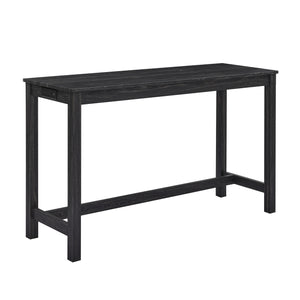 English Elm 59 Inch Bar Table with Built-In Power Outlet and 3 Upholstered Stools, Sturdy MDF & Solid Wood Design for Kitchen Dining Living Room Black W2972P277847