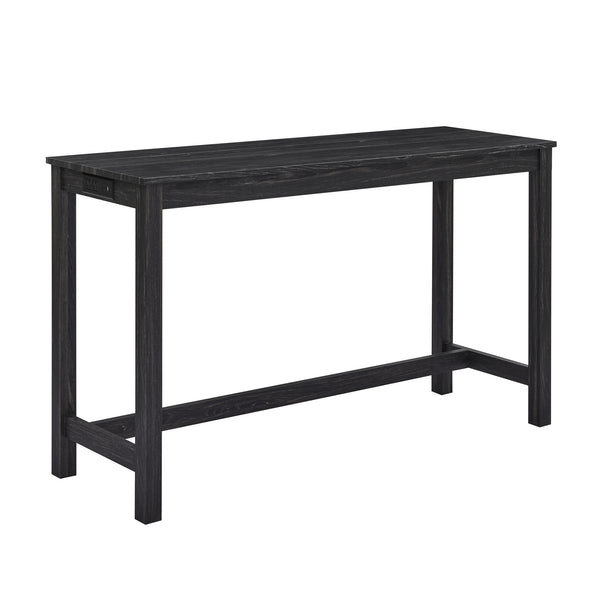 English Elm 59 Inch Bar Table with Built-In Power Outlet and 3 Upholstered Stools, Sturdy MDF & Solid Wood Design for Kitchen Dining Living Room Black W2972P277847
