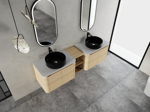 English Elm 72'' Wall-Mounted Bathroom Vanity With Elegant Ceramic Sink, Smart Storage, Soft-Close Doors & More W999S00478